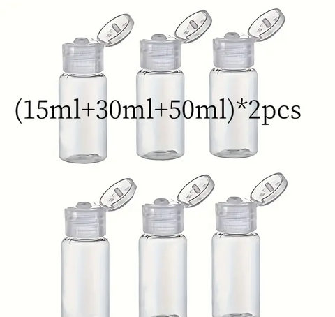 Ferðaflöskusett – 6 í pakka (15ml/30ml/50ml)